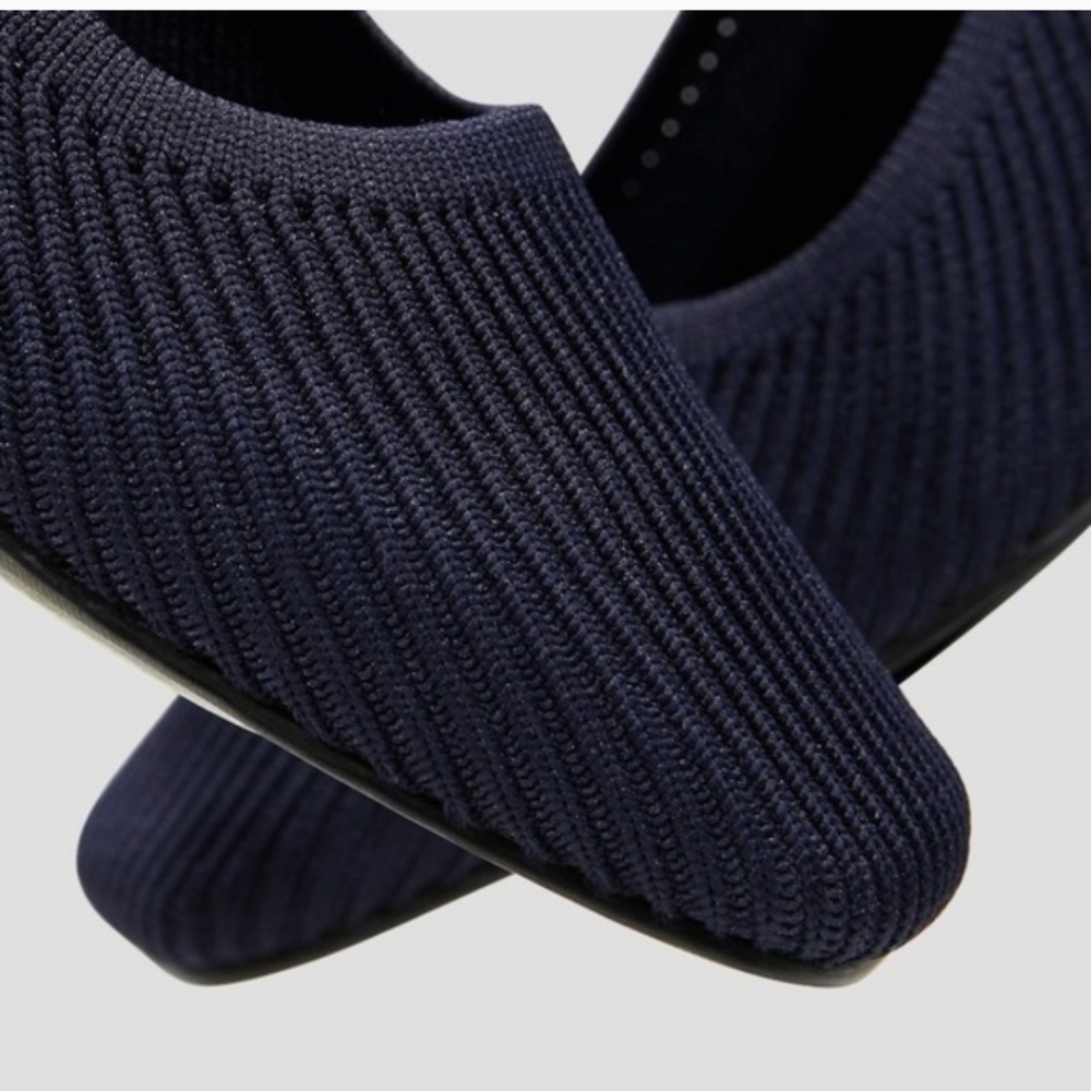 VIVAIA MELODY PUMPS BLACK KNIT FABRIC SQUARE TOE CHINKY BLOCK HEEL SIZE 39 - Picture 5 of 13